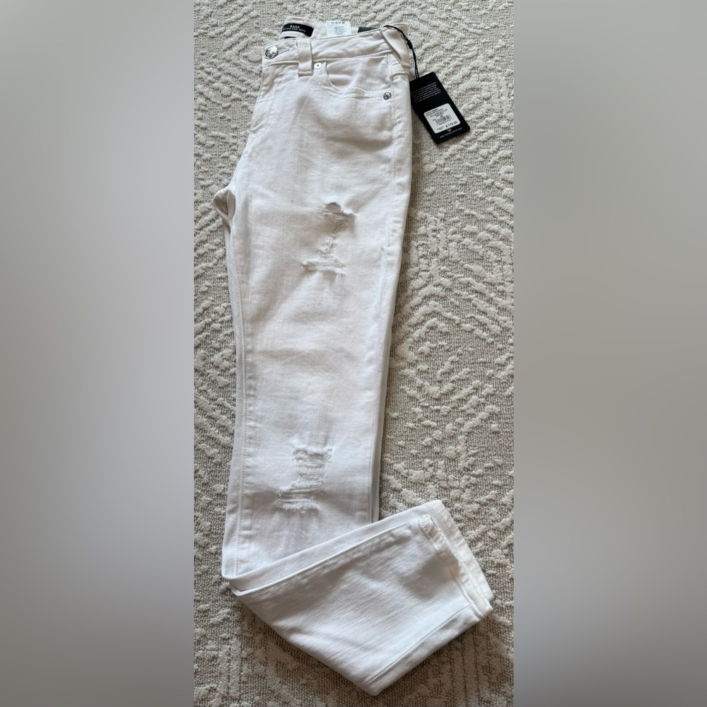 True Religion Women's White Straight Leg Jeans